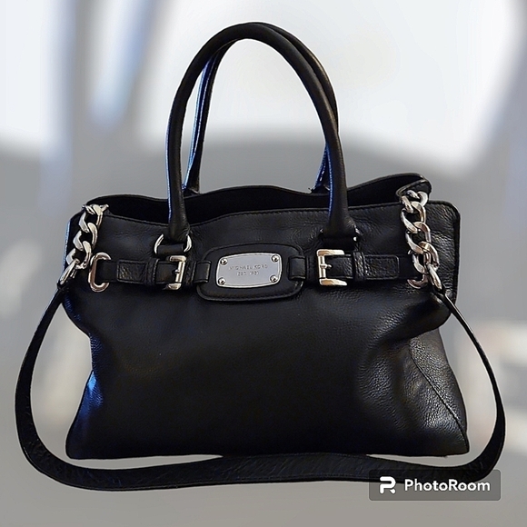 MICHAEL KORS 1990s Large Black Leather Three Compartment Satchel Shoulder Bag - Picture 1 of 14